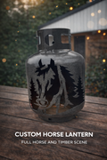 Custom Horse Lantern – Horse & Timber Plasma Cut Propane Tank