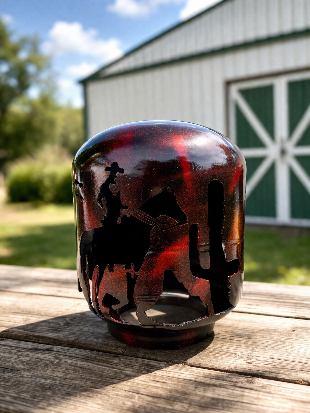 Cowboy Desert Lantern – Plasma Cut Western Tank Art